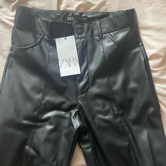 Zara black leather pants - Picture 2 of 2